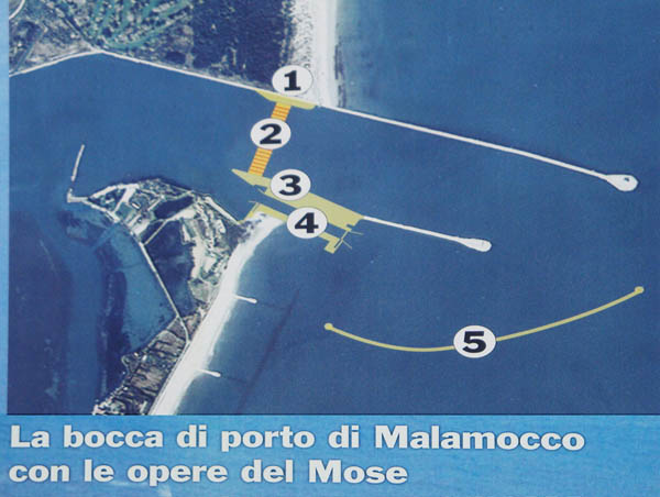 Venedig, Karte zum Hochwasserschutz-Projekt MOSE