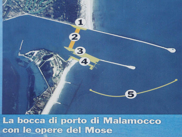 Venedig, Karte zum Hochwasserschutz-Projekt MOSE