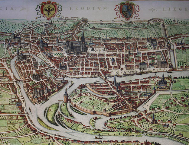 Liège, Stich der mittelalterl. Stadt